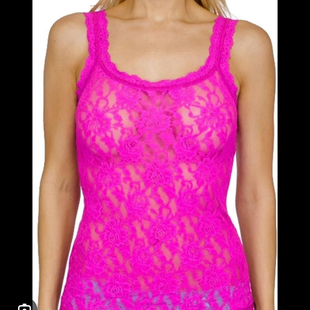 NWOT HANKY PANKY Vibrant Pink Lace Tank Top XS